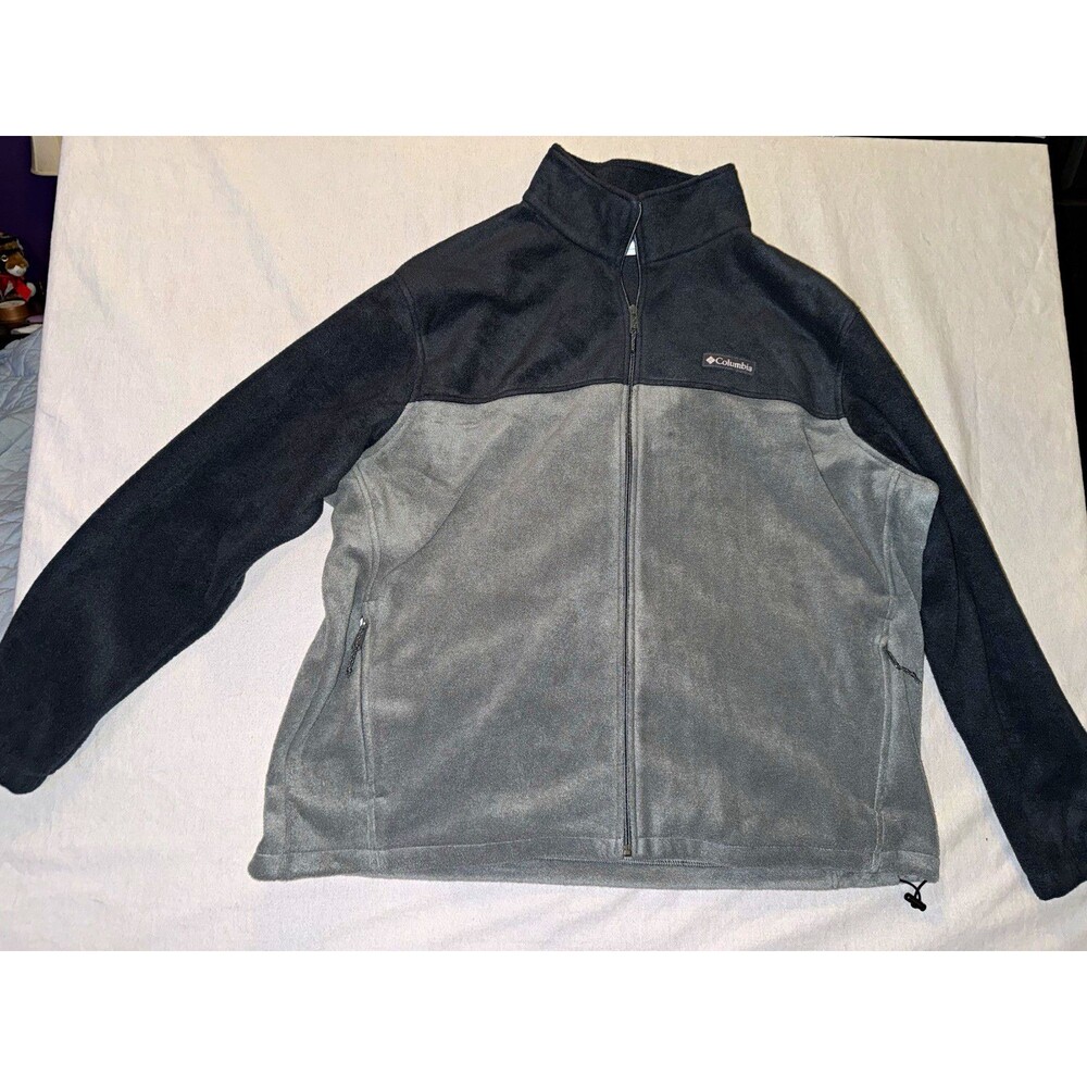 Columbia Men’s Big & Tall 3XL Full Zip Fleece Jacket Gray/Black Colorblock